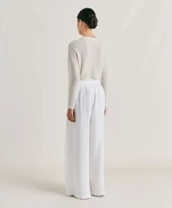 Donne Momonì Pantaloni E Shorts-Pantaloni Aspen In Lino Unito - Bianco Ottico