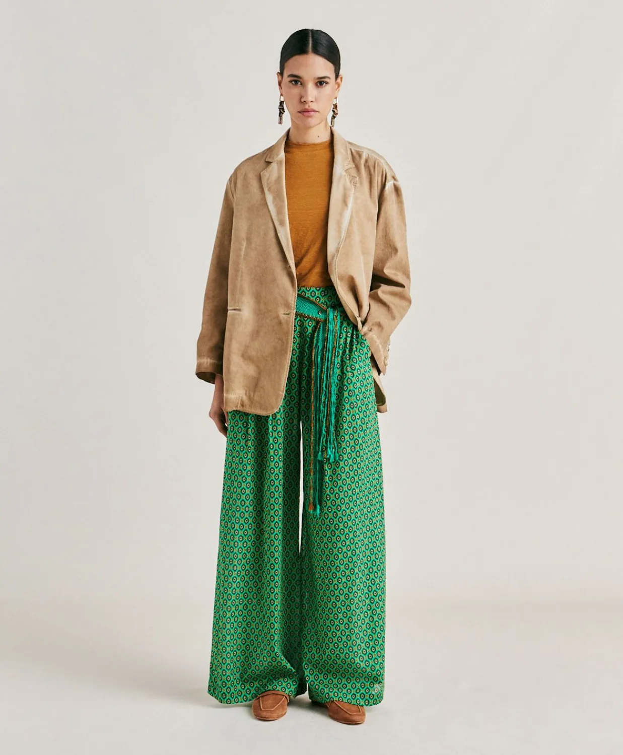 Donne Momonì Pantaloni E Shorts-Pantaloni Aspen In Voile Cotone Stampato - Smeraldo