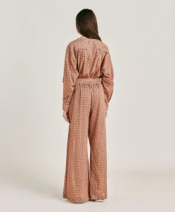 Donne Momonì Pantaloni E Shorts-Pantaloni Aspen In Voile Cotone Stampato - Corallo