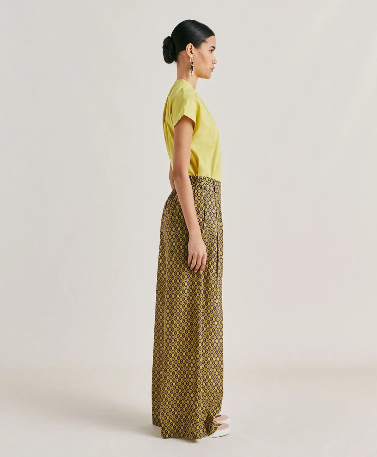 Donne Momonì Pantaloni E Shorts-Pantaloni Aspen In Voile Cotone Stampato - Olio