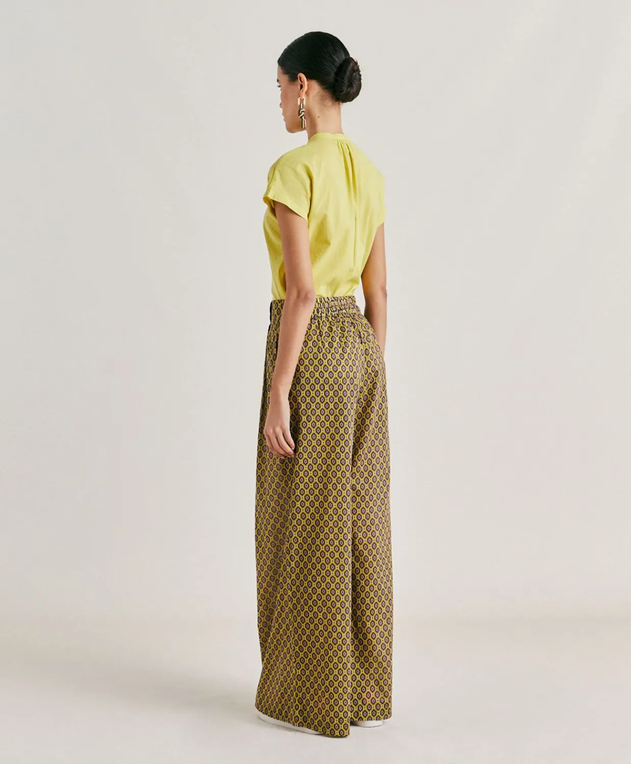 Donne Momonì Pantaloni E Shorts-Pantaloni Aspen In Voile Cotone Stampato - Olio