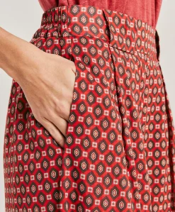 Donne Momonì Pantaloni E Shorts-Pantaloni Aspen In Voile Cotone Stampato - Rosso