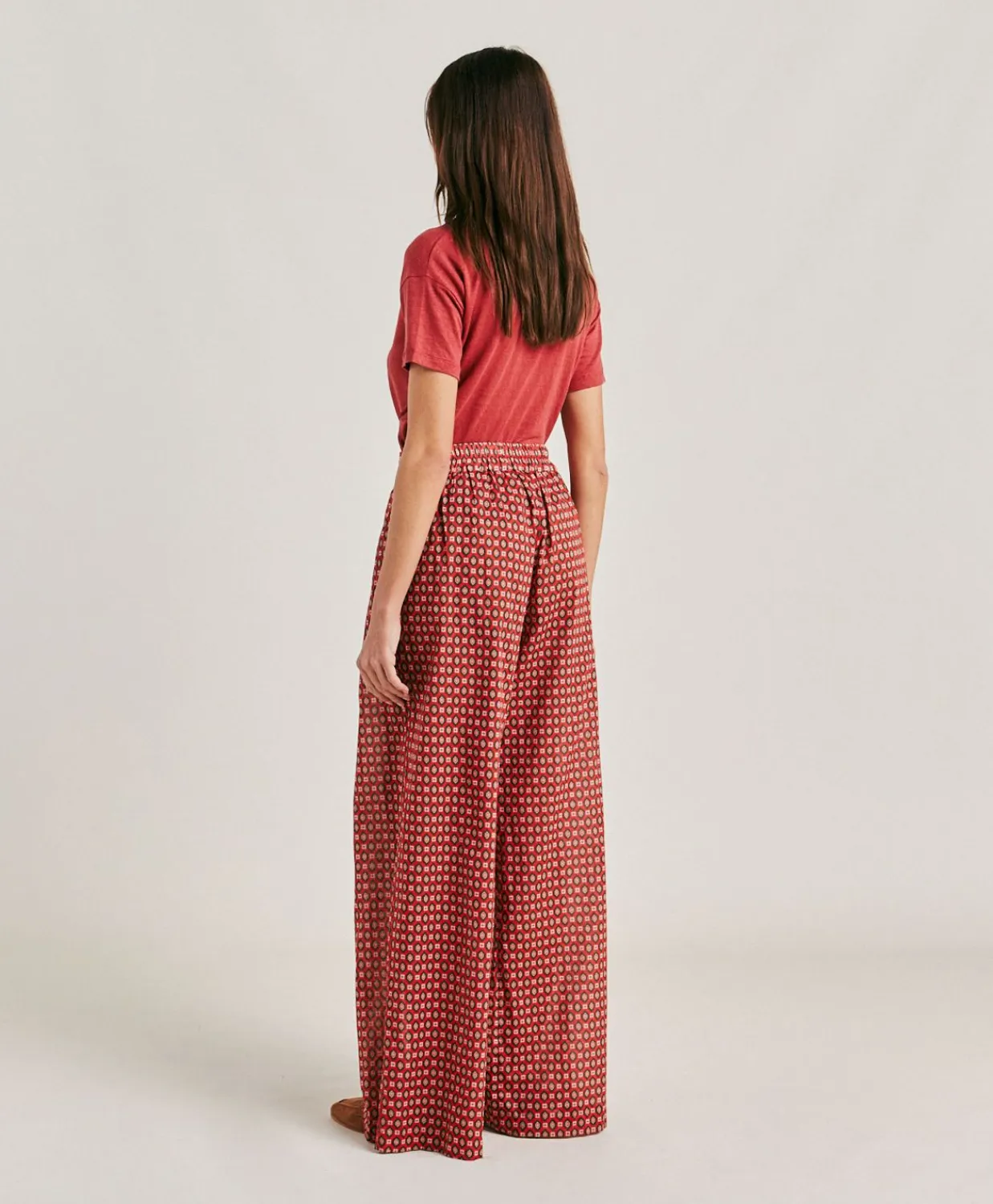 Donne Momonì Pantaloni E Shorts-Pantaloni Aspen In Voile Cotone Stampato - Rosso