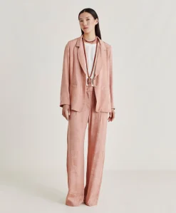 Donne Momonì Completi E Talleur-Pantaloni Austin In Cupro Jacquard - Rosato