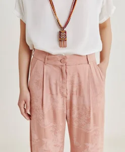 Donne Momonì Completi E Talleur-Pantaloni Austin In Cupro Jacquard - Rosato