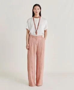 Donne Momonì Completi E Talleur-Pantaloni Austin In Cupro Jacquard - Rosato
