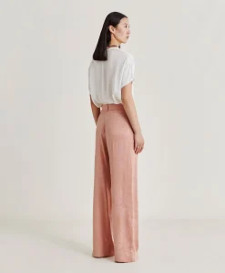 Donne Momonì Completi E Talleur-Pantaloni Austin In Cupro Jacquard - Rosato