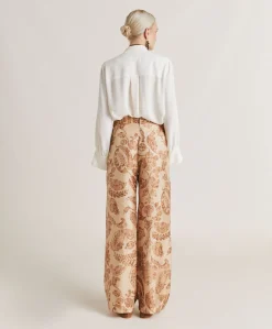 Donne Momonì Pantaloni E Shorts-Pantaloni Austin In Twill Di Seta - Cipria Multicolor