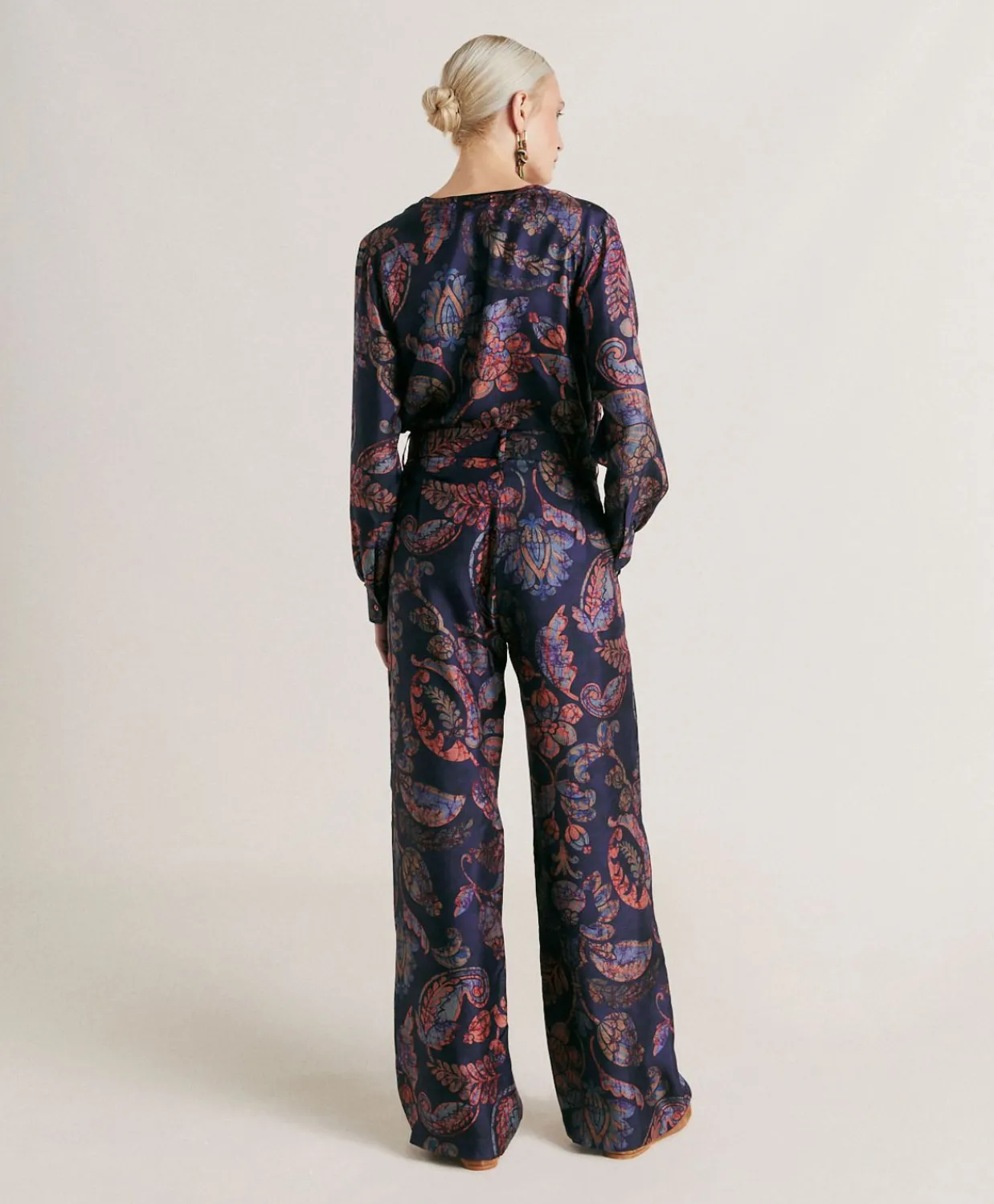Donne Momonì Completi E Talleur-Pantaloni Austin In Twill Di Seta - Blu Notte Multicolor