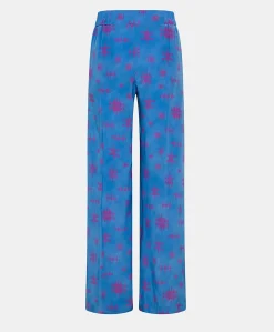 Donne Momonì Pantaloni E Shorts-Pantaloni Baccarat In Crepe De Chine - Bluette/Fucsia