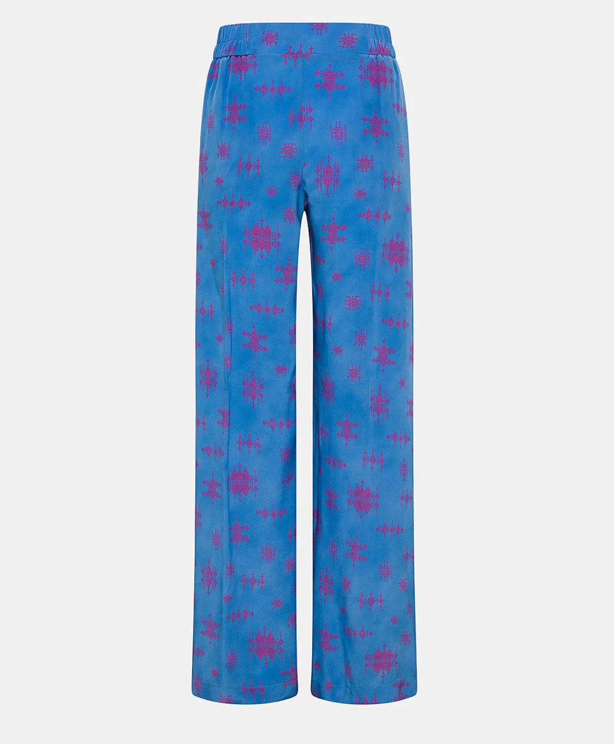 Donne Momonì Pantaloni E Shorts-Pantaloni Baccarat In Crepe De Chine - Bluette/Fucsia