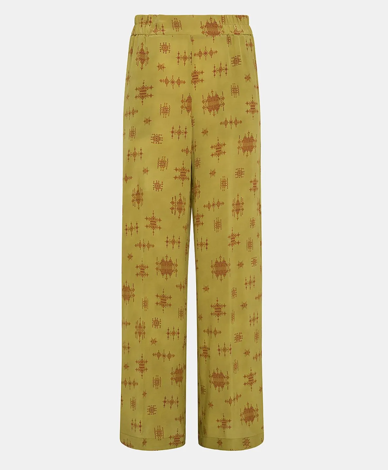 Donne Momonì Pantaloni E Shorts-Pantaloni Baccarat In Crepe De Chine - Lime/Vino