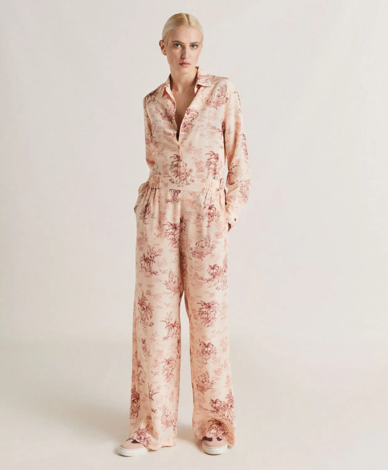 Donne Momonì Pantaloni E Shorts-Pantaloni Baccarat In Crepe De Chine - Rosato/Amarena