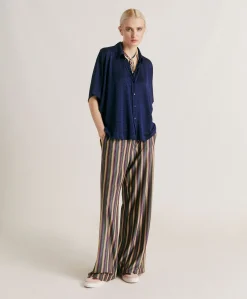 Donne Momonì Pantaloni E Shorts-Pantaloni Baccarat In Jersey Lurex A Righe - Multicolor Verde