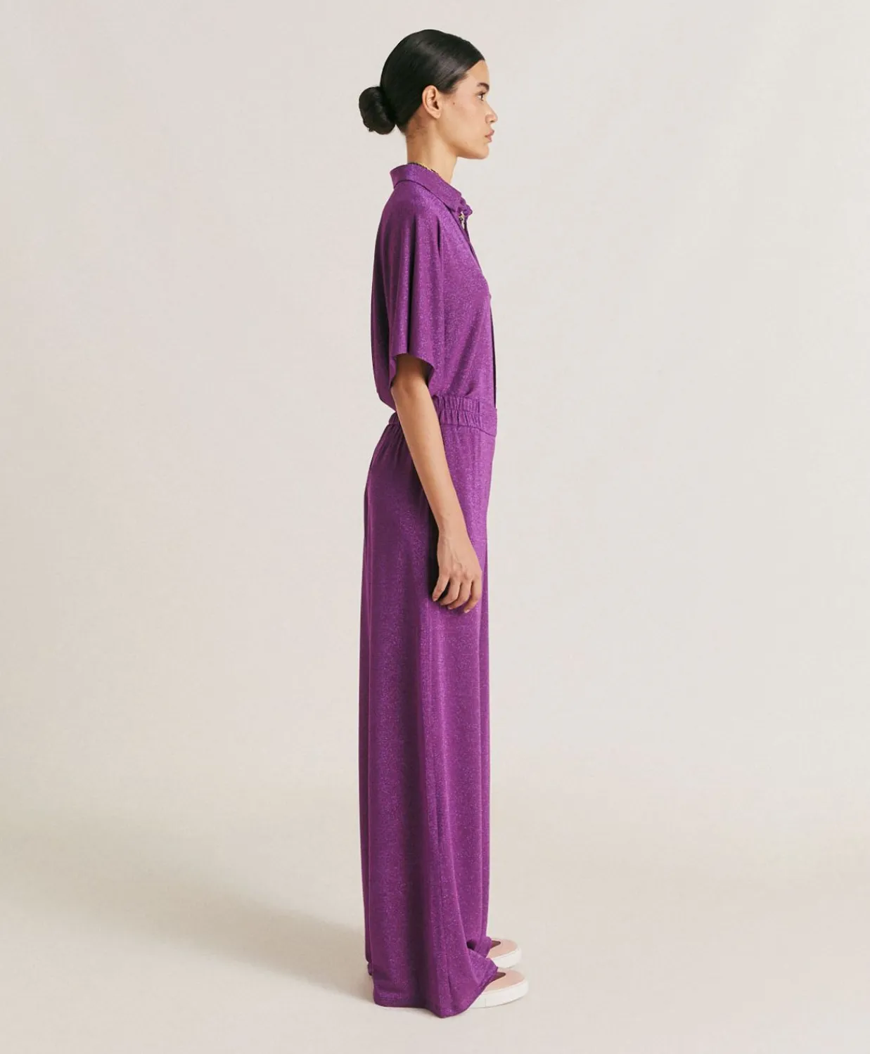 Donne Momonì Pantaloni E Shorts-Pantaloni Baccarat In Jersey Lurex - Ciclamino