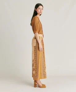 Donne Momonì Pantaloni E Shorts-Pantaloni Boracay In Crepe De Chine - Bruciato/Multicolor