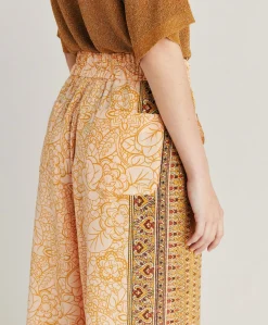 Donne Momonì Pantaloni E Shorts-Pantaloni Boracay In Crepe De Chine - Bruciato/Multicolor