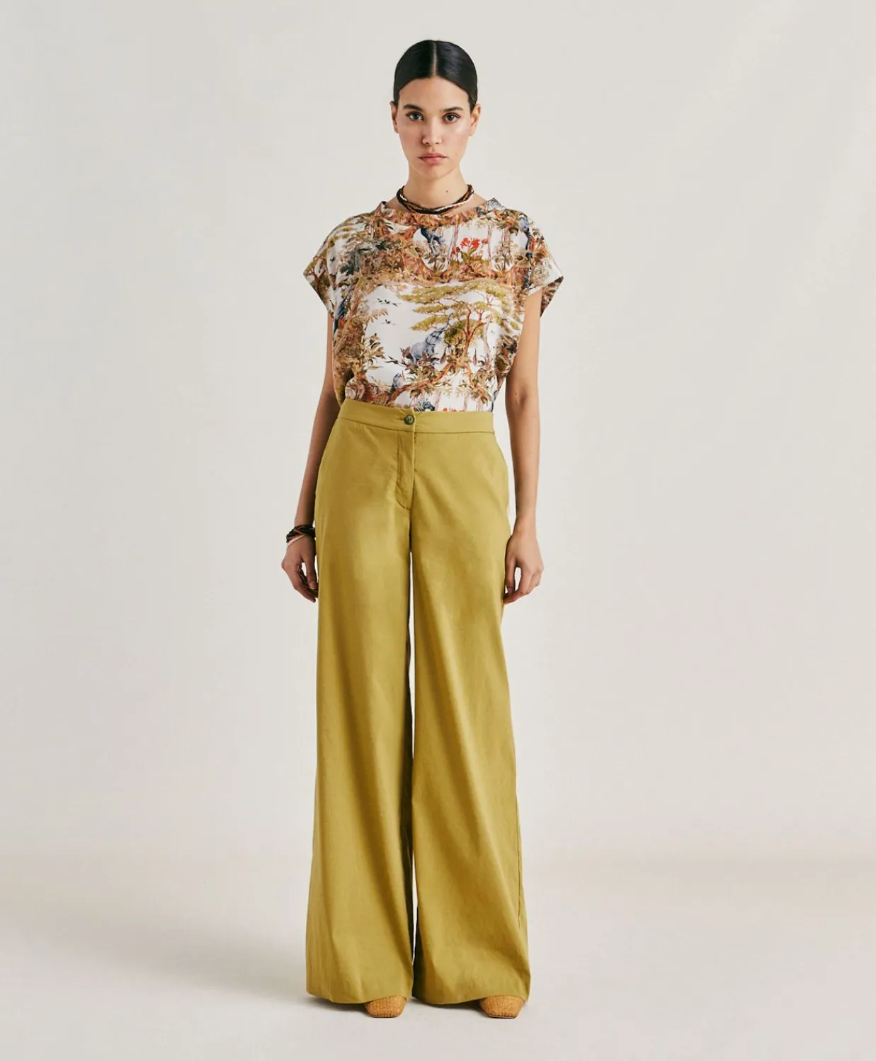 Donne Momonì Pantaloni E Shorts-Pantaloni Candeo In Lino Cotone - Avocado