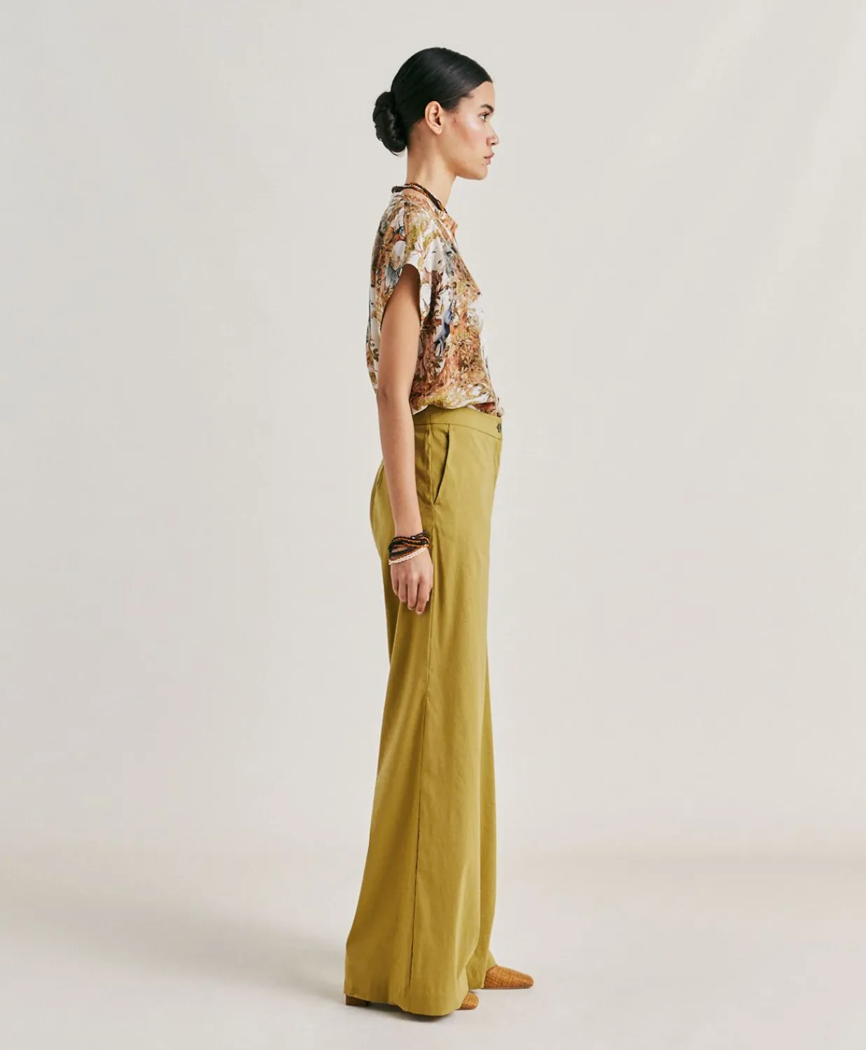 Donne Momonì Pantaloni E Shorts-Pantaloni Candeo In Lino Cotone - Avocado