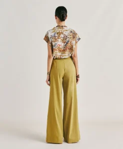 Donne Momonì Pantaloni E Shorts-Pantaloni Candeo In Lino Cotone - Avocado