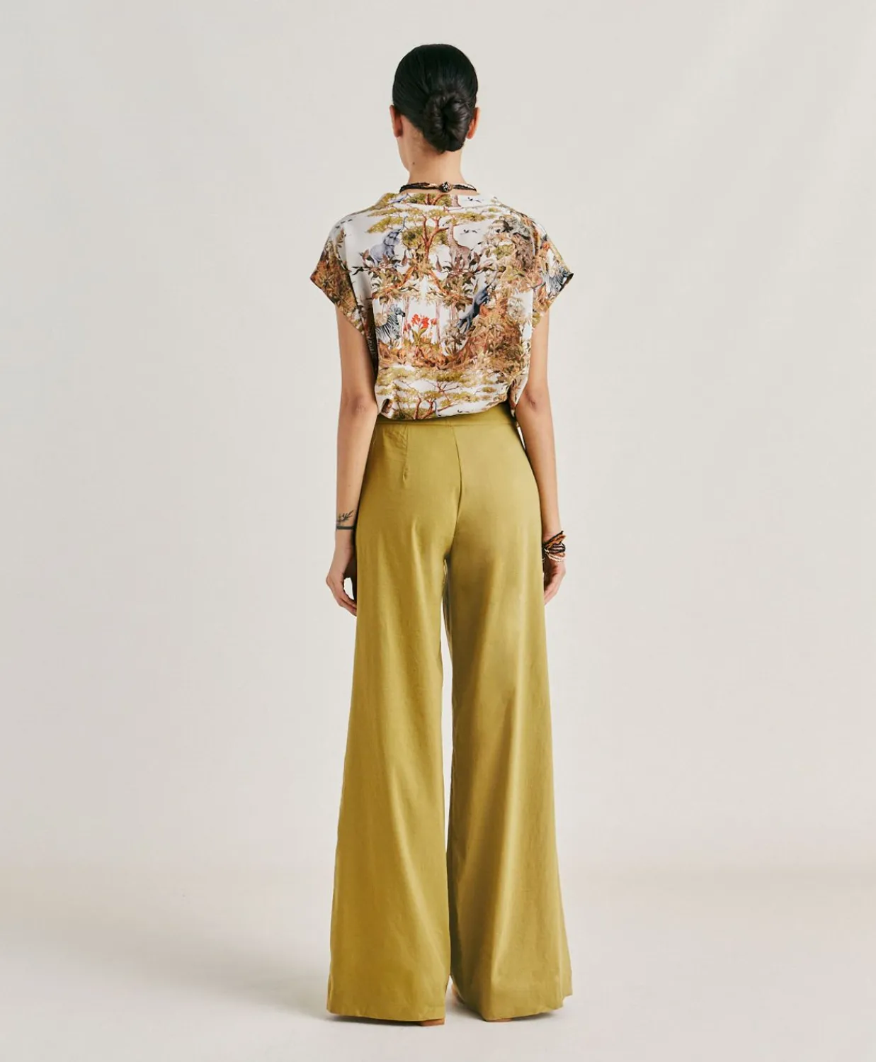 Donne Momonì Pantaloni E Shorts-Pantaloni Candeo In Lino Cotone - Avocado