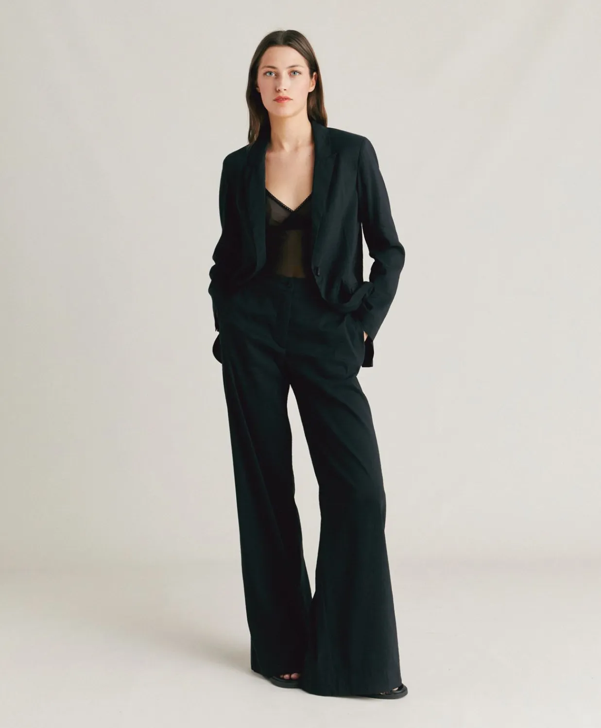 Donne Momonì Completi E Talleur-Pantaloni Candeo In Lino Cotone - Nero