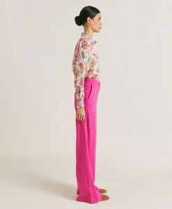 Donne Momonì Pantaloni E Shorts-Pantaloni Candeo In Lino Cotone - Fucsia