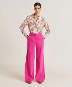 Donne Momonì Pantaloni E Shorts-Pantaloni Candeo In Lino Cotone - Fucsia
