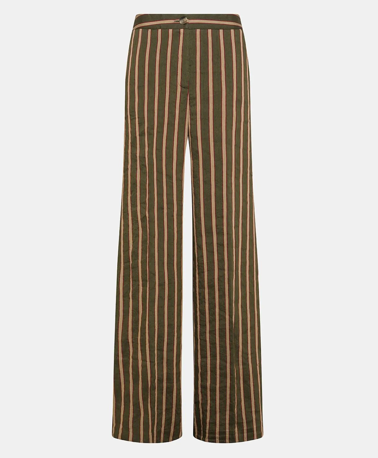 Donne Momonì Pantaloni E Shorts-Pantaloni Candeo In Lino Viscosa A Righe - Army Multicolor