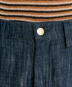 Donne Momonì Pantaloni E Shorts-Pantaloni Fucsia Bis In Denim - Blu Jeans