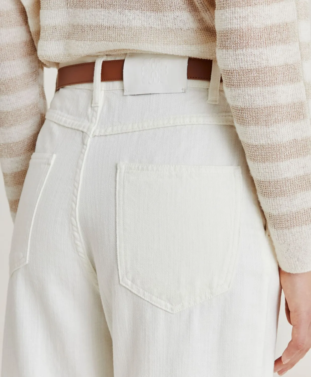 Donne Momonì Pantaloni E Shorts-Pantaloni Fucsia Bis In Denim - Panna