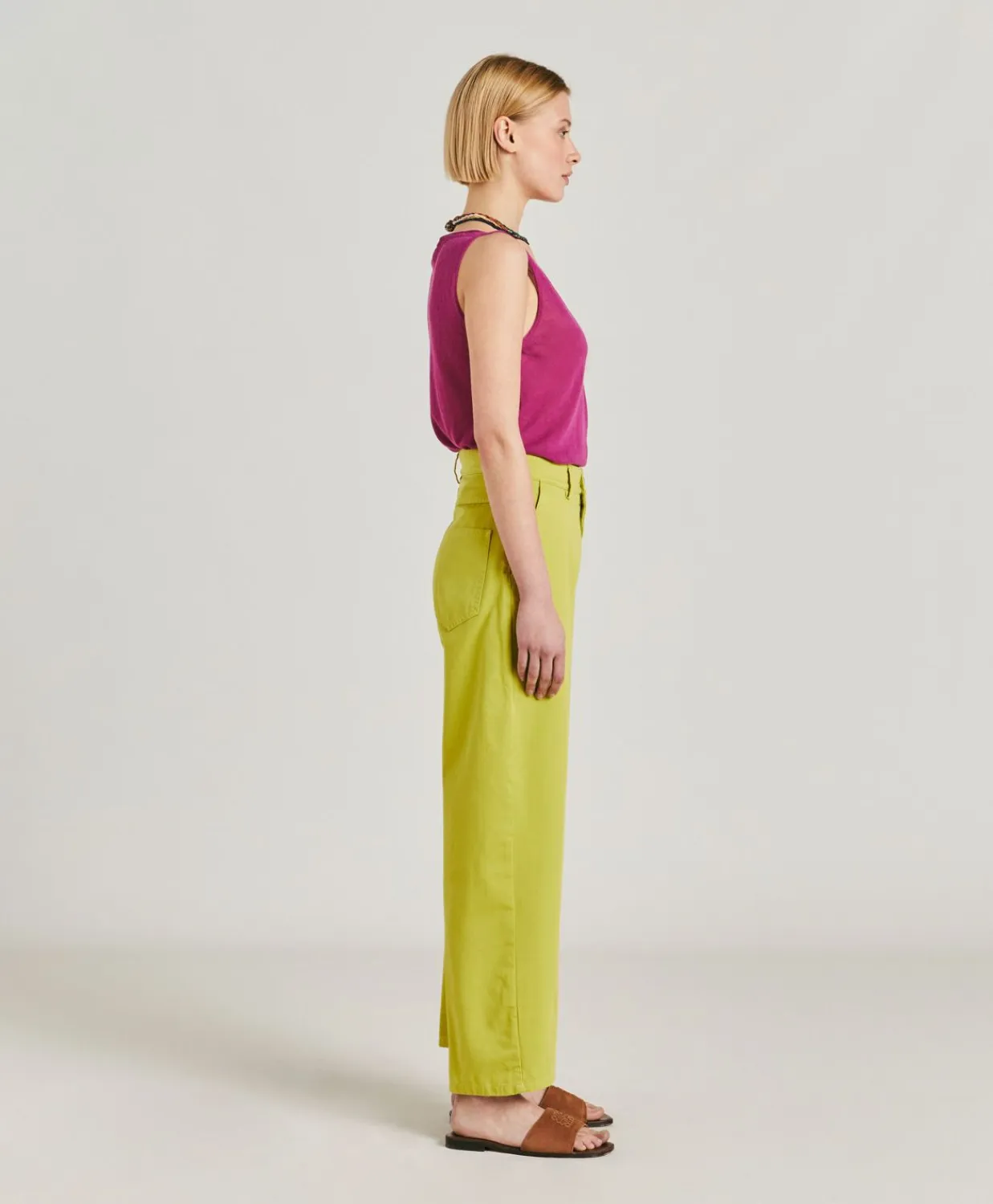 Donne Momonì Pantaloni E Shorts-Pantaloni Fucsia Bis In Gabardina - Acido