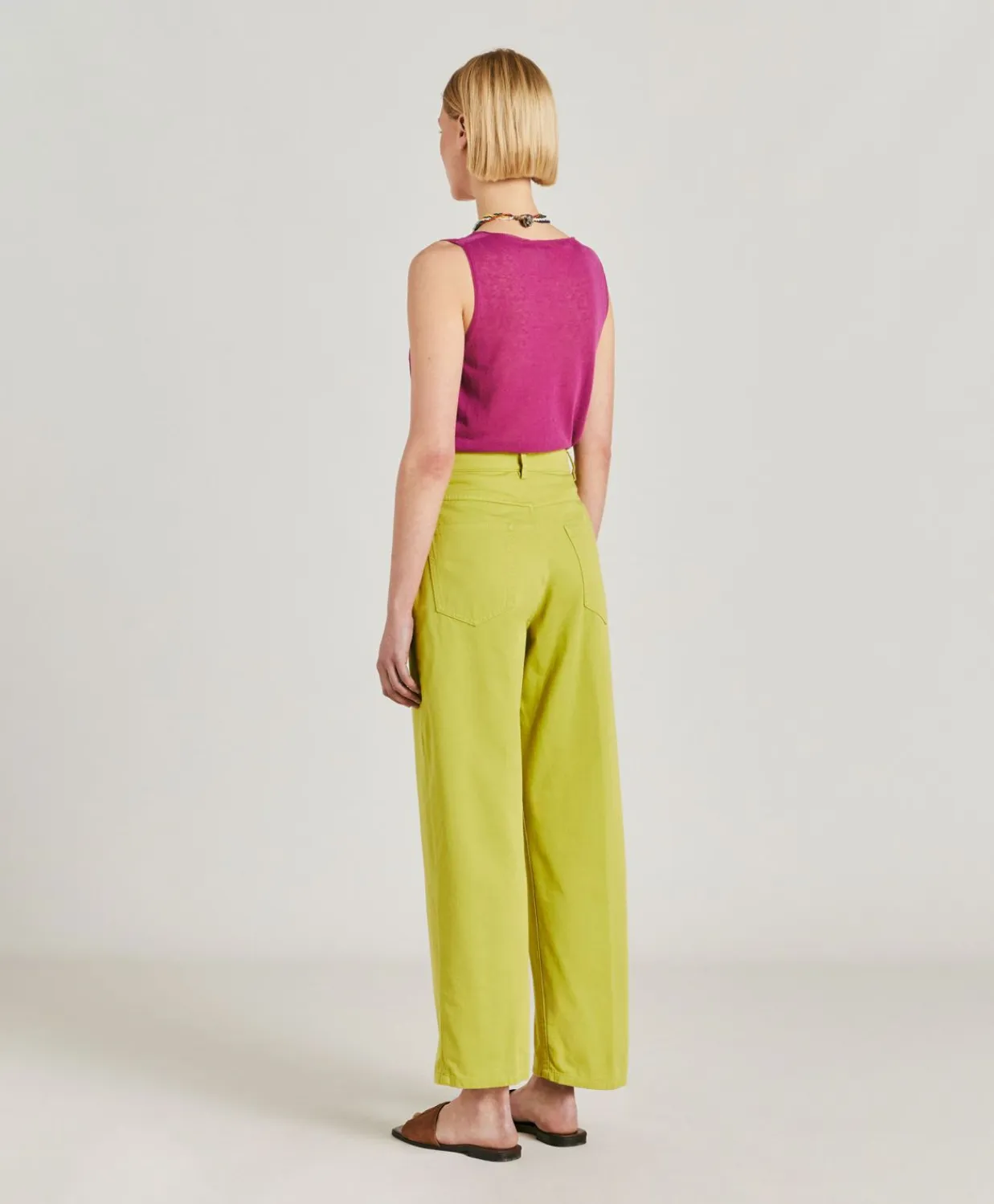Donne Momonì Pantaloni E Shorts-Pantaloni Fucsia Bis In Gabardina - Acido