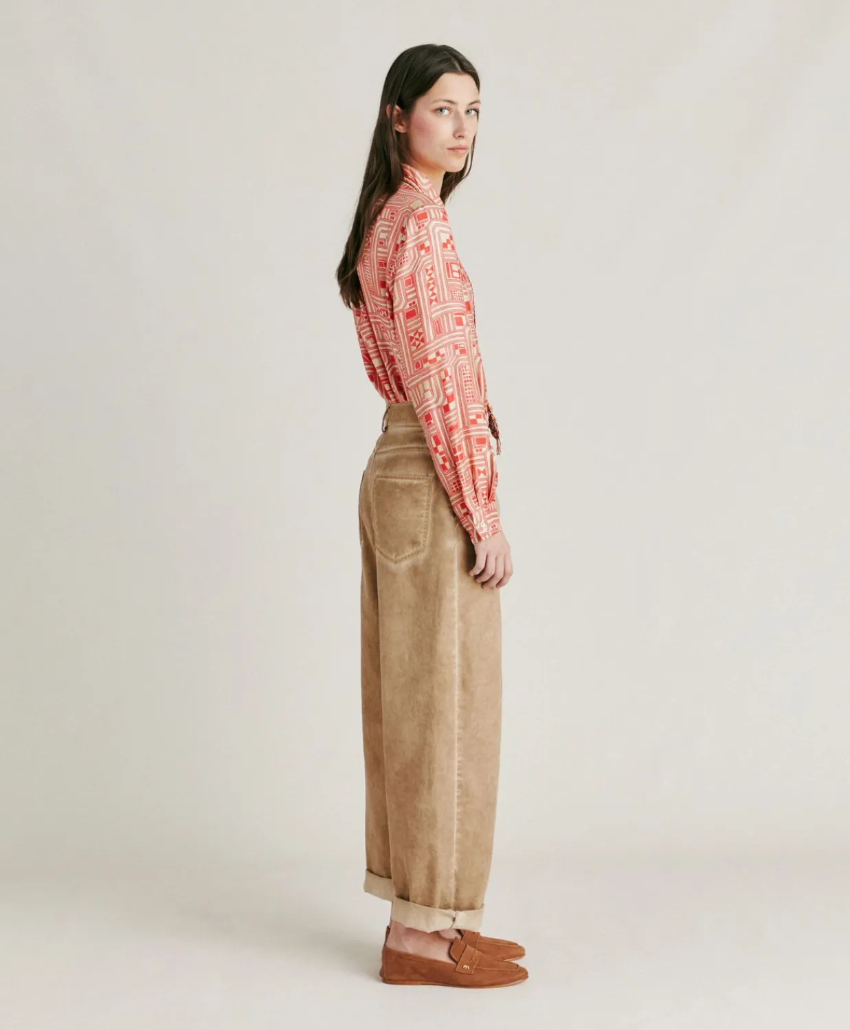 Donne Momonì Completi E Talleur-Pantaloni Fucsia Bis In Gabardina - Sabbia