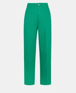 Donne Momonì Pantaloni E Shorts-Pantaloni Fucsia Bis In Gabardina - Smeraldo