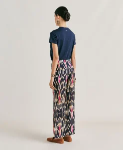 Donne Momonì Pantaloni E Shorts-Pantaloni Ginepro In Viscosa Lino - Multicolor Blu