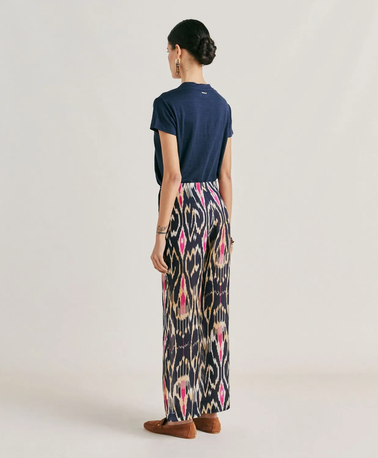 Donne Momonì Pantaloni E Shorts-Pantaloni Ginepro In Viscosa Lino - Multicolor Blu