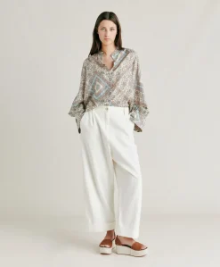 Donne Momonì Pantaloni E Shorts-Pantaloni Grecale In Denim - Panna