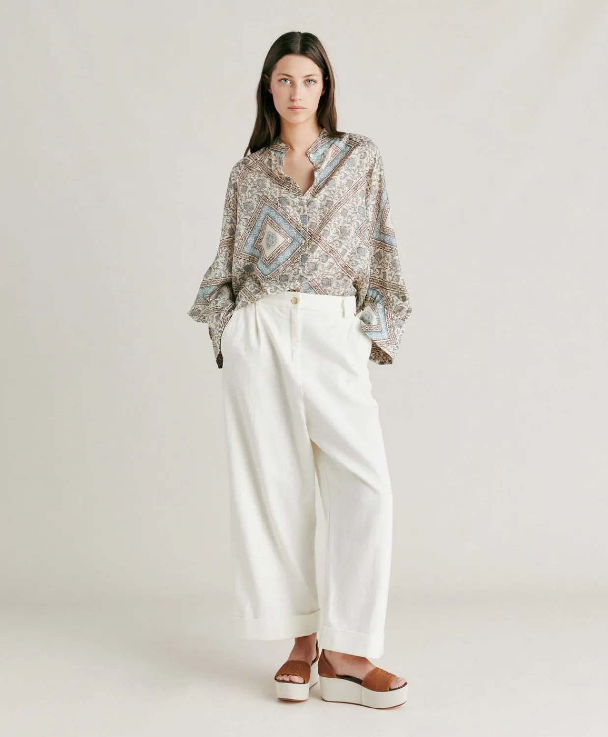Donne Momonì Pantaloni E Shorts-Pantaloni Grecale In Denim - Panna