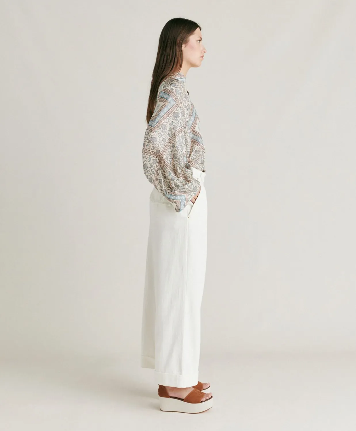 Donne Momonì Pantaloni E Shorts-Pantaloni Grecale In Denim - Panna