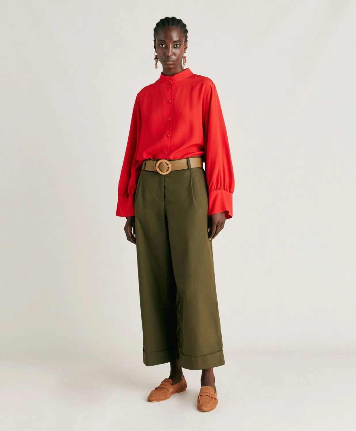 Donne Momonì Pantaloni E Shorts-Pantaloni Grecale In Popeline - Army