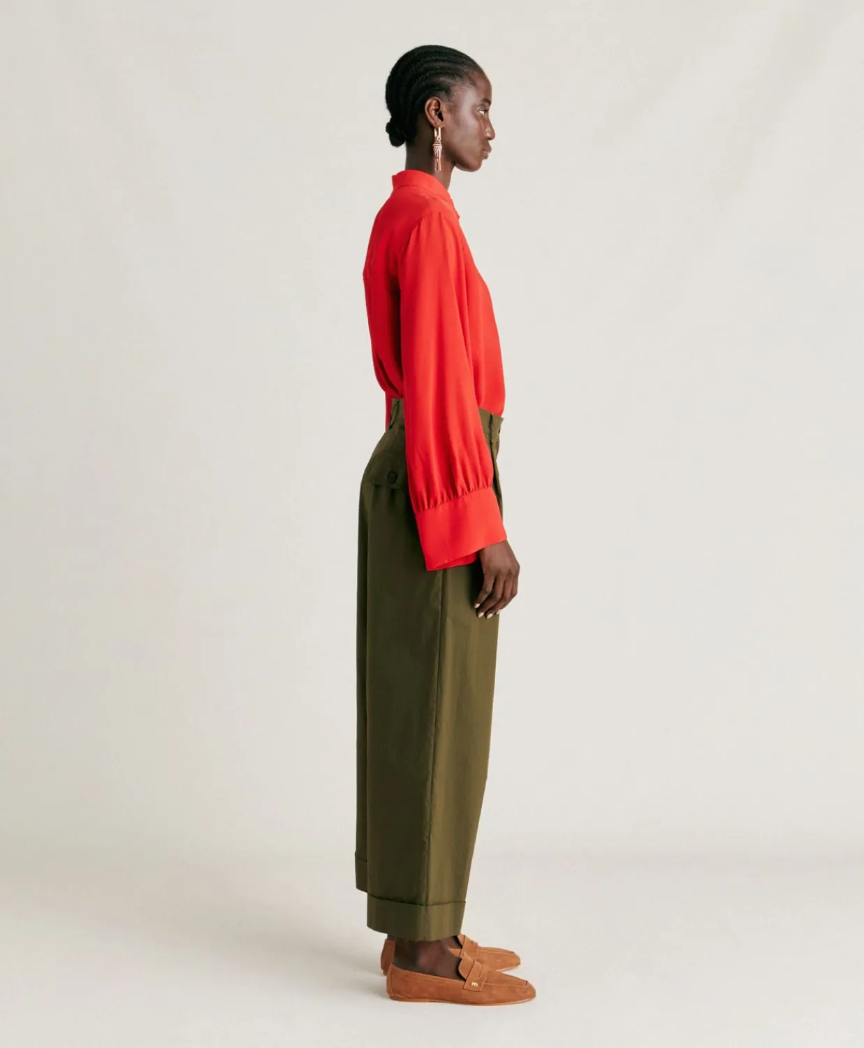 Donne Momonì Pantaloni E Shorts-Pantaloni Grecale In Popeline - Army