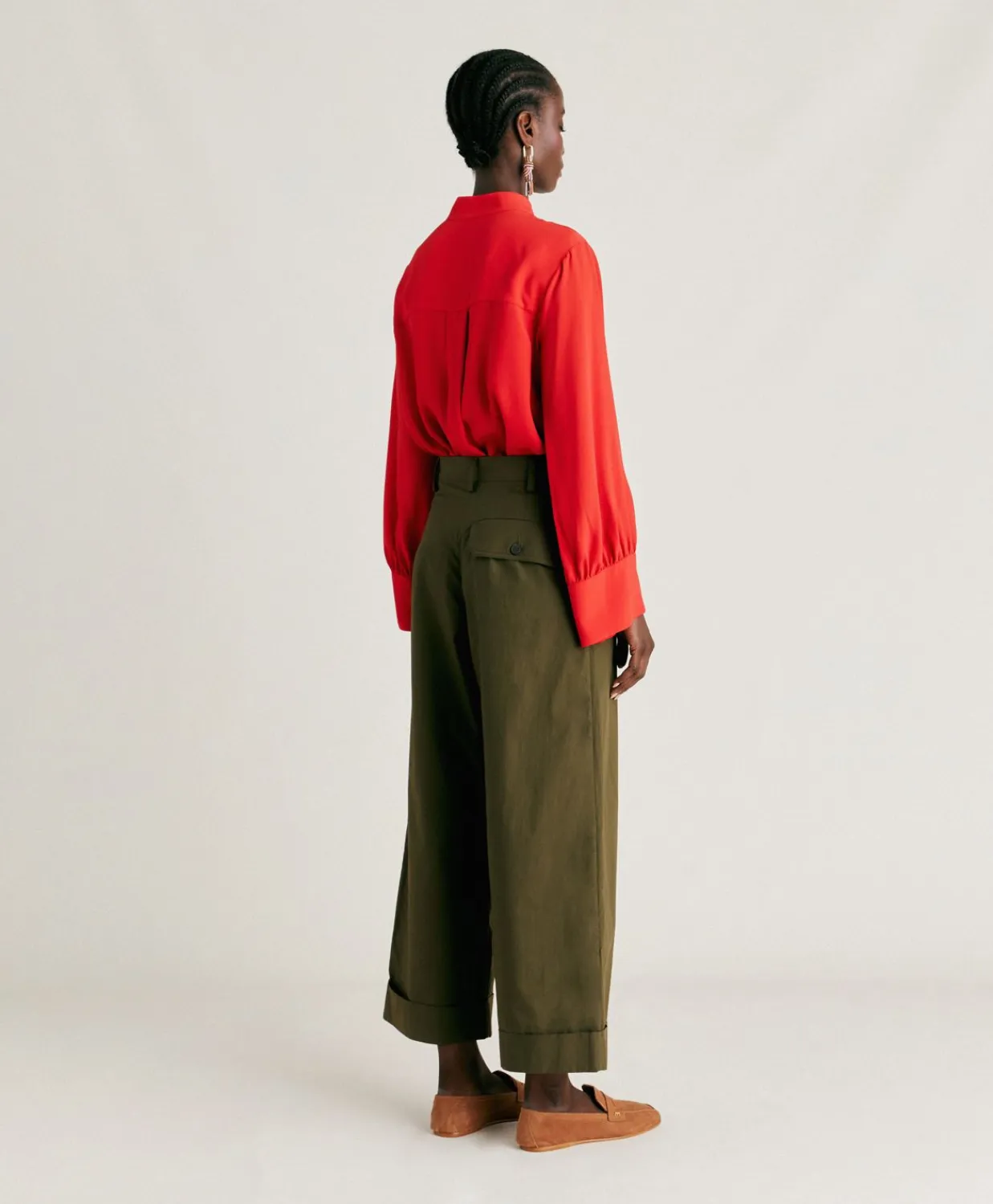 Donne Momonì Pantaloni E Shorts-Pantaloni Grecale In Popeline - Army