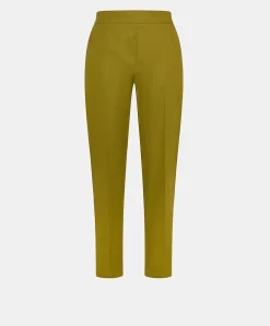 Donne Momonì Pantaloni E Shorts-Pantaloni Haiti In Gabardina - Oliva