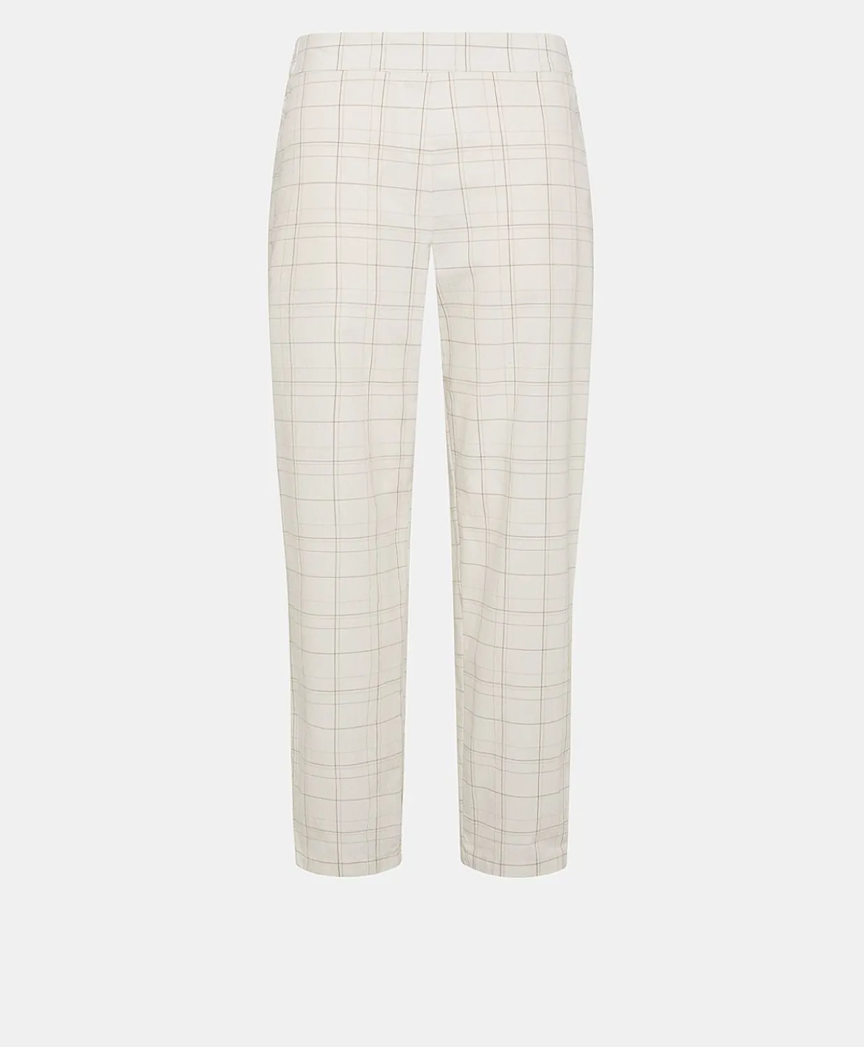 Donne Momonì Completi E Talleur-Pantaloni Idaho In Check Seersucker - Panna/Fango