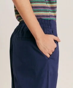 Donne Momonì Pantaloni E Shorts-Pantaloni Idaho In Popeline - Blu
