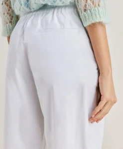 Donne Momonì Pantaloni E Shorts-Pantaloni Idaho In Popeline - Bianco Ottico