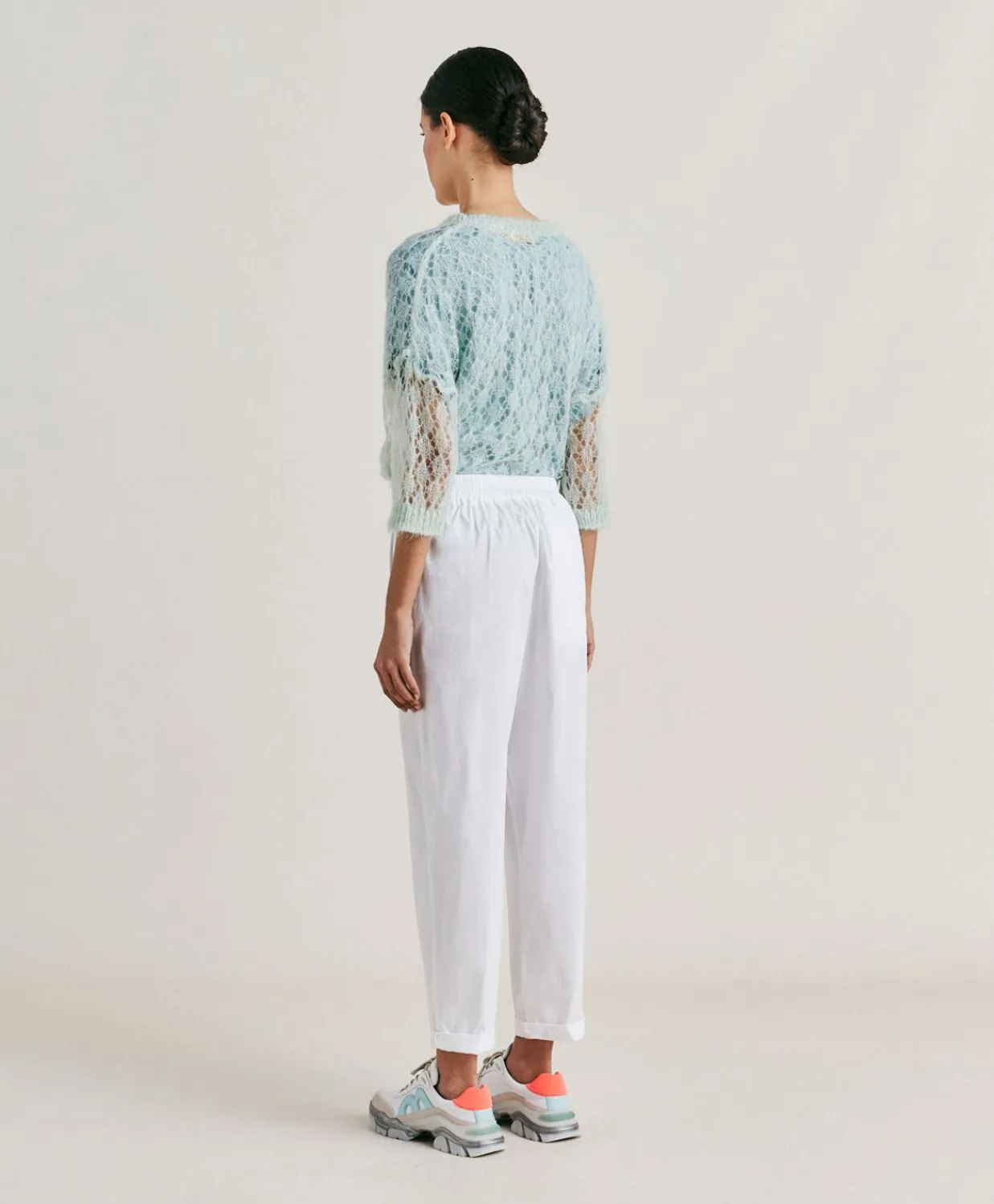 Donne Momonì Pantaloni E Shorts-Pantaloni Idaho In Popeline - Bianco Ottico