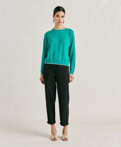 Donne Momonì Pantaloni E Shorts-Pantaloni Idaho In Popeline - Nero