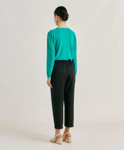 Donne Momonì Pantaloni E Shorts-Pantaloni Idaho In Popeline - Nero